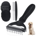 thumbnail image 1 of Double-Sided Pet Grooming Rake - 4-in-1 Professional Pet Grooming Kit, Deshedding Dematting Tool for Dogs, Cats, Extra-Wide Grooming Brush & Deshedder Comb for Long and Short Haired Pets(4PCS Black), 1 of 7
