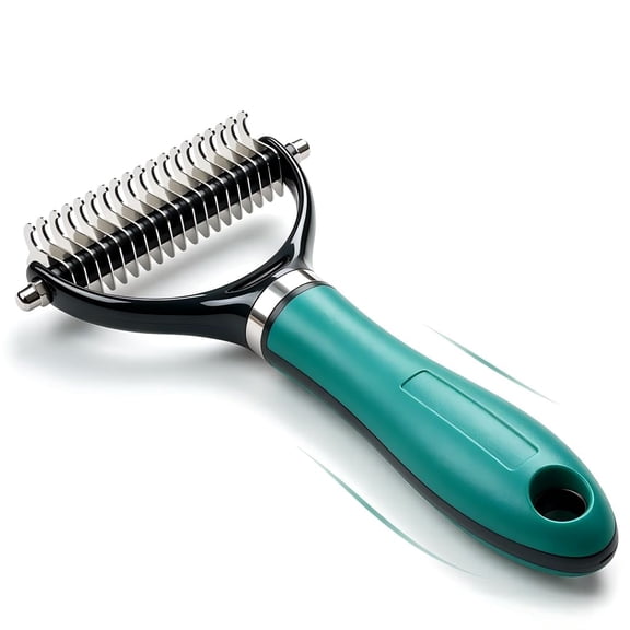 Double Sided Pet Grooming Rake, Extra Wide Deshedding Brush for Dogs Cats, Professional Long Hair Pet Shedding Comb Effectively Reduces Loose Hair (green)
