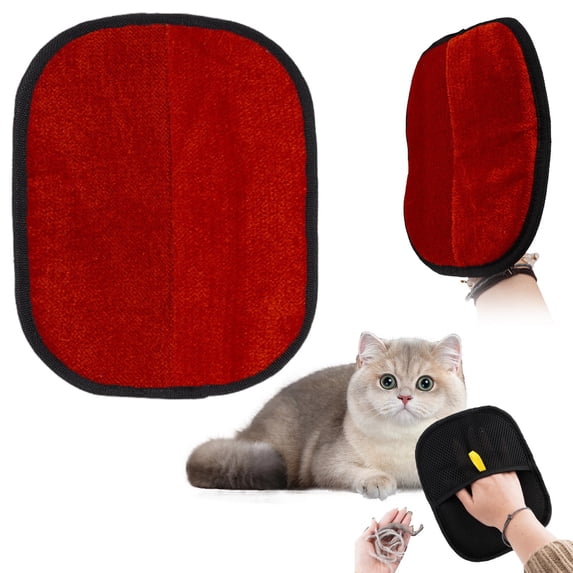 Double Sided Pet Hair Remover Glove Reusable Washable for Furniture Clothing Couch Car Pet Fur Removal Tool,Pet Grooming,Fur Remover,Red,1PC