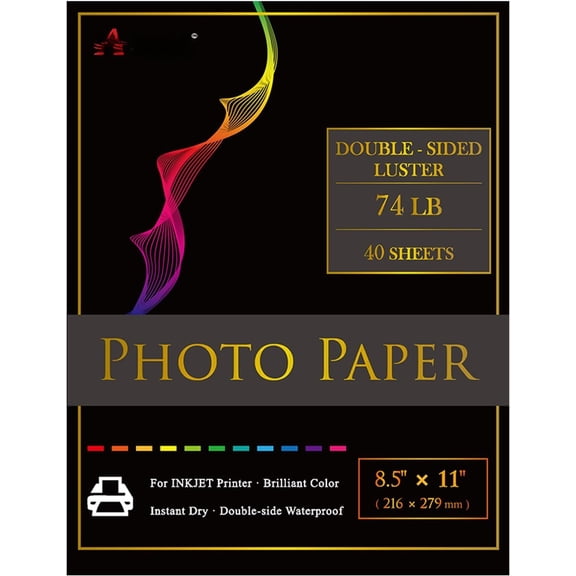 Double Sided Photo Paper Luster 8.5 x 11 Inch 74lb for Inkjet Printers 40 Sheets