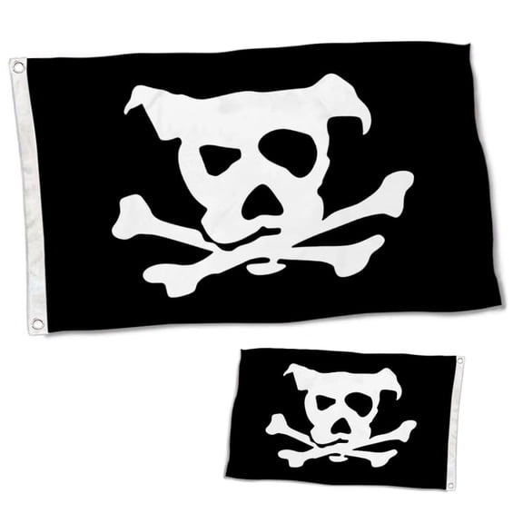 Double Sided Pirate Dog Flag Banner with Brass Grommets 2x3 Feet