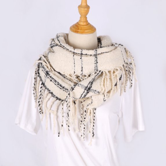 Double-Sided Plaid Infinity Scarf, Reversible Acrylic Loop for Men & Women,180*80cm,13