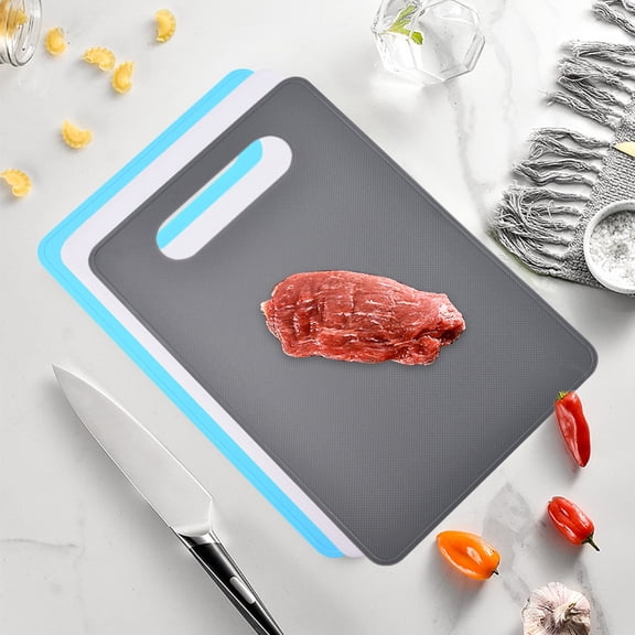 Double-Sided Plastic Cutting Board - Non-Slip Kitchen Chopping Board for Meat, Vegetables and Fruits - Lightweight Food Prep Surface
