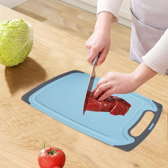 Double-Sided Plastic Cutting Board for Kitchen, 32.7x20cm Size, Non-Slip Feet, Dishwasher Safe, for Meat, Vegetables, or Charcuterie