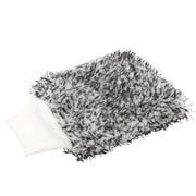 Double-Sided Plush Car Wash Mitt, Ultra-Absorbent Microfiber Coral Plush Fabric Cleaning Glove, Black and White, Blackline Drying Towel, Convenient Design, Heavy-Duty