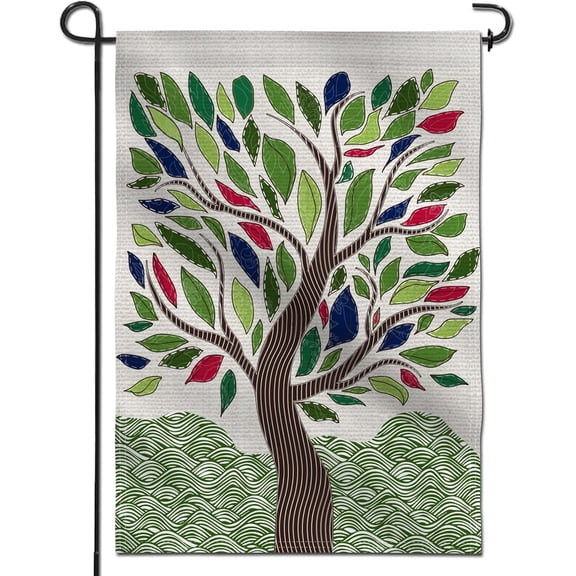 Double Sided Premium Garden Flag, Colorful Rainbow Tree of Life Decorative Garden Flags for Home Decor - Weather Resistant & Double Stitched Yard Flags - 18 x 12.5 Inch