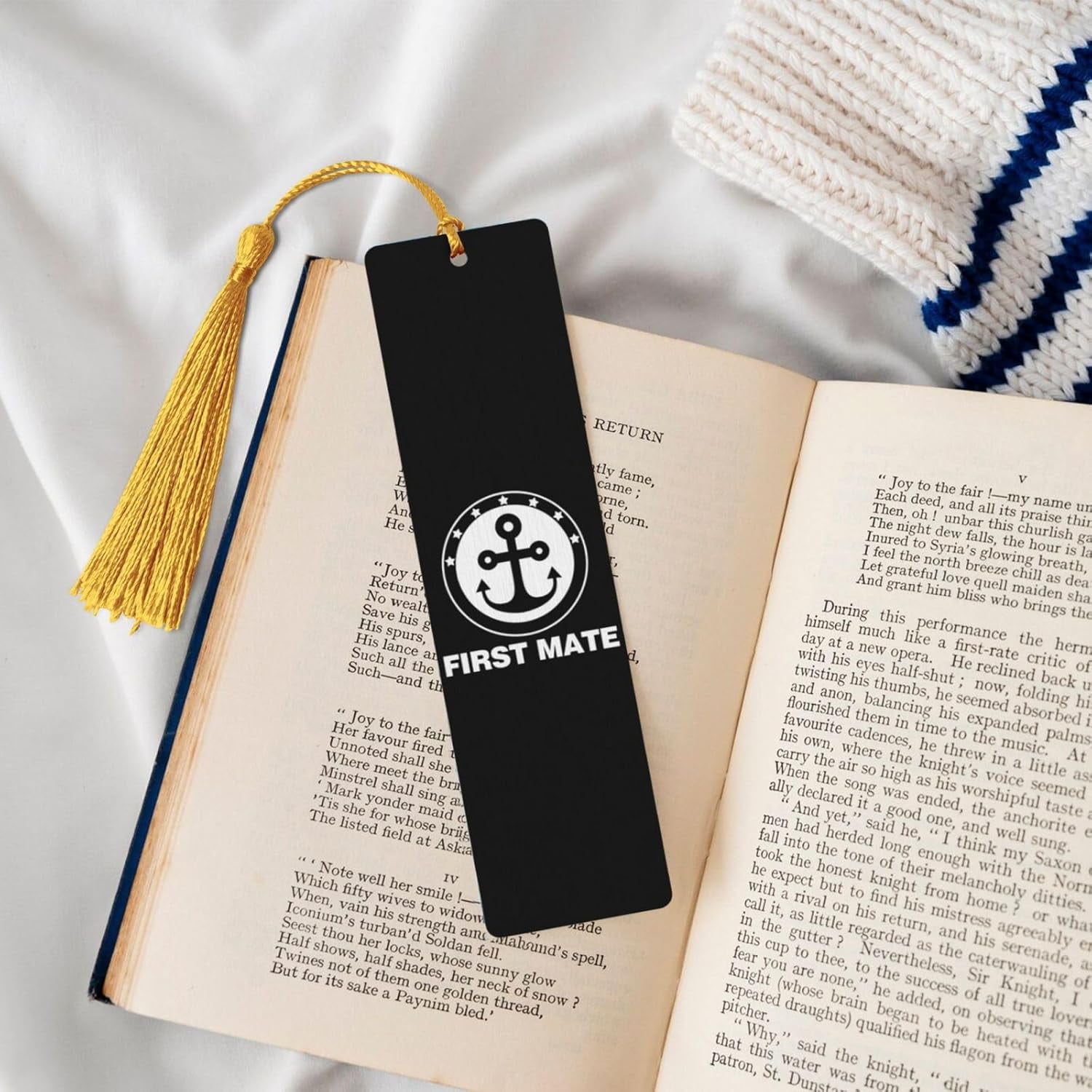 Double-Sided Print Sea Ship Anchor Bookmarks Wooden Book Marks With ...