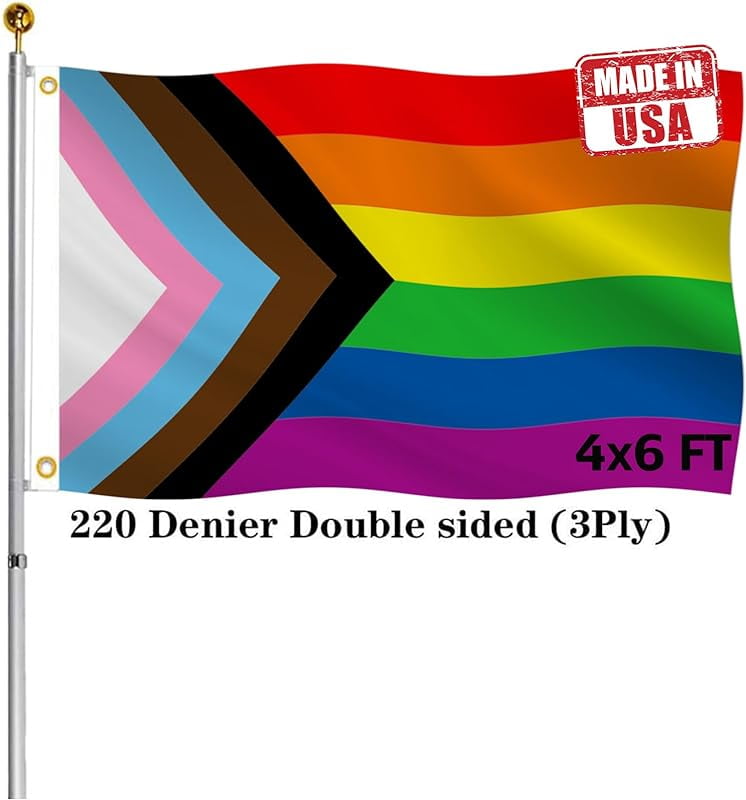 Double-Sided Inclusive Progress Pride Rainbow Flag 4x6 Outdoor