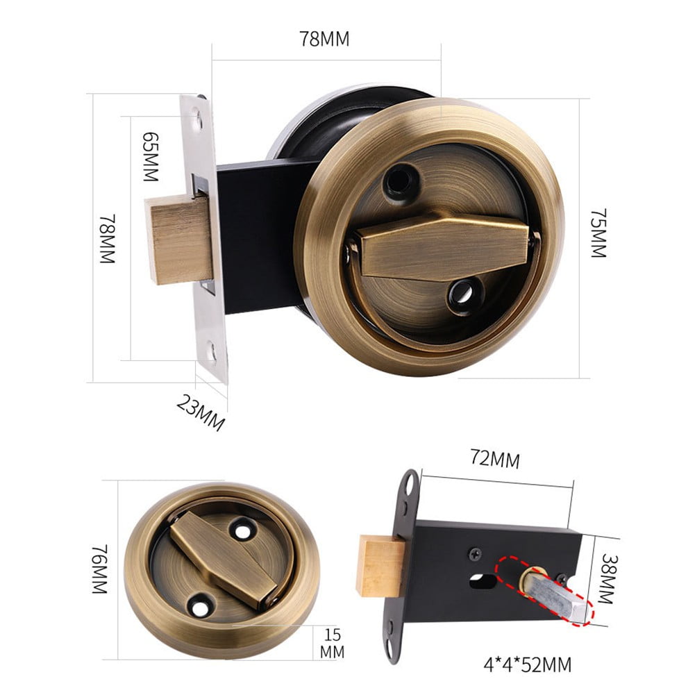 Double Sided Pull Ring Lock Elegant 201 Stainless Steel Pocket Door