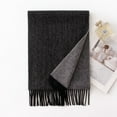 thumbnail image 1 of Double-Sided Pure Lamb's Wool Scarf - Lightweight Solid Color Wrap for Men and Women, Soft Warm Reversible Shawl,30*180cm,Black/Medium Gray, 1 of 18