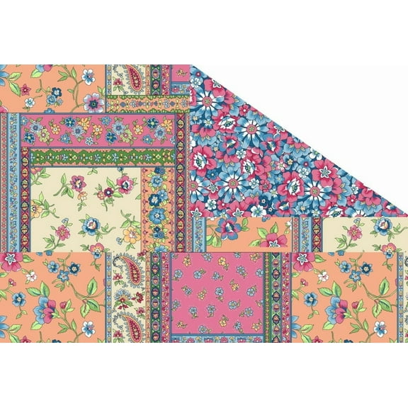 Double-Sided Quilt Fabric – Boho Floral Patchwork (3 & 7/8 Yards)