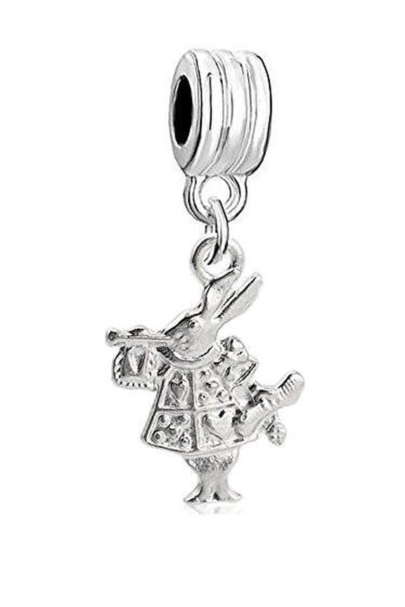 Double Sided Rabbit Dangle Charm Bead Compatible with European Snake Chain Bracelet