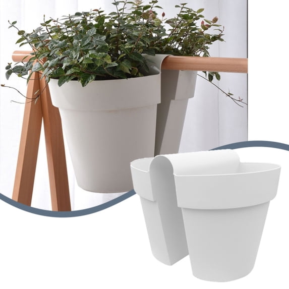 Double Sided Railing Planter,Hanging Rail Planter Flower Pot,Window Box Planter With Drainage Holes, Balcony Fence Patio Hanging Rail Planter For Herbs Flowers Vegetables Indoor Outdoor Garden Decor