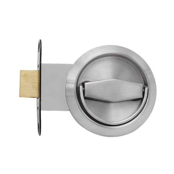Double Sided Recessed Door Lock with Rotating Handle None Key Need Smooth Operate Stainless Steel Pull Rings Invisible Lock