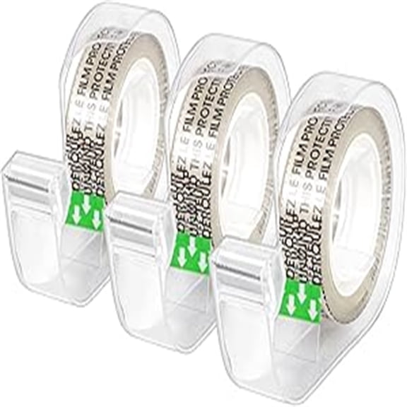 Double Sided Refillable Permanent Tape with Dispenser, Narrow Width, 1/2 x 252 inches, 3-Pack, Translucence