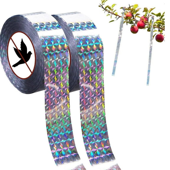 Double-Sided Reflective Bird Repellent Ribbons for Orchard and Garden, Deterrent Scare Tape to Protect Fruits and Vegetables B