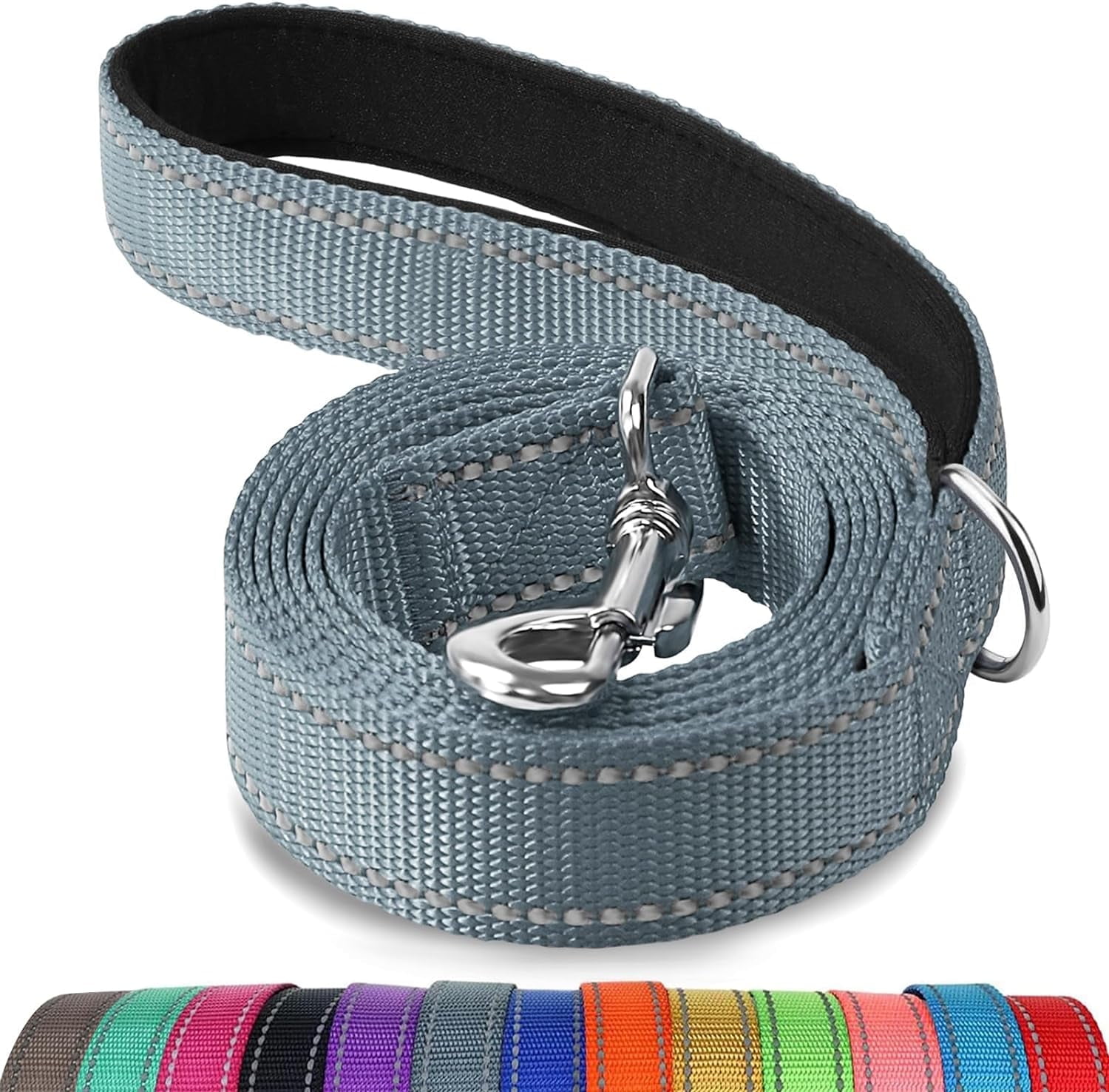 DoubleSided Reflective Dog Leash, 6 FT/5 FT/4 FT, Padded Handle Nylon Dogs Leashes for Medium