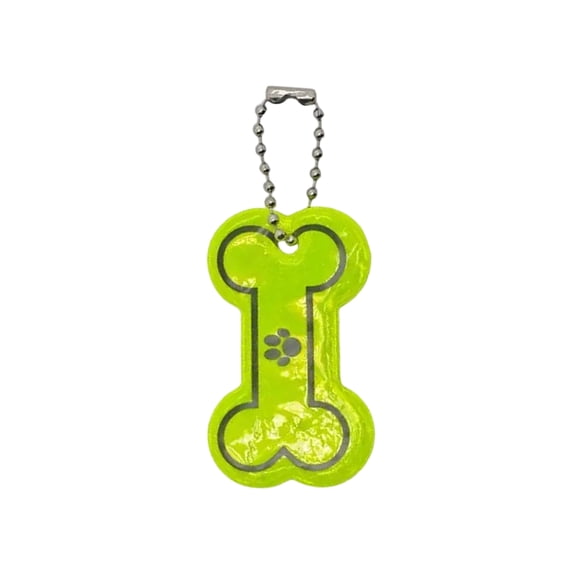 Double-Sided Reflective Pet Bone Tag, High-Visibility Neon Safety Accessory, for Canine Nighttime Walks, Outdoor Adventures & Low-Light Environment Tracking