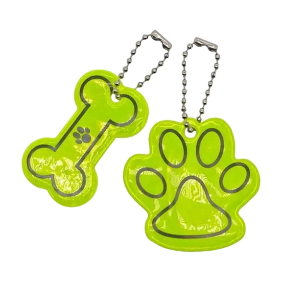 Double-Sided Reflective Pet Id Tags, Bone & Paw Print Shapes with Secure Beaded Chains, Visibility Accessories for Canine Nighttime Walks, Outdoor Adventures & Low-Light