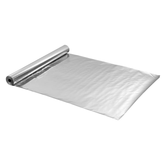 Double Reflective Insulation Roll 48in x 125ft 0.15mm Perforated Woven Fabric Radiant Barrier Double Sided Aluminum Foil Heat Shield Thermal Insulation for RV Roof Window