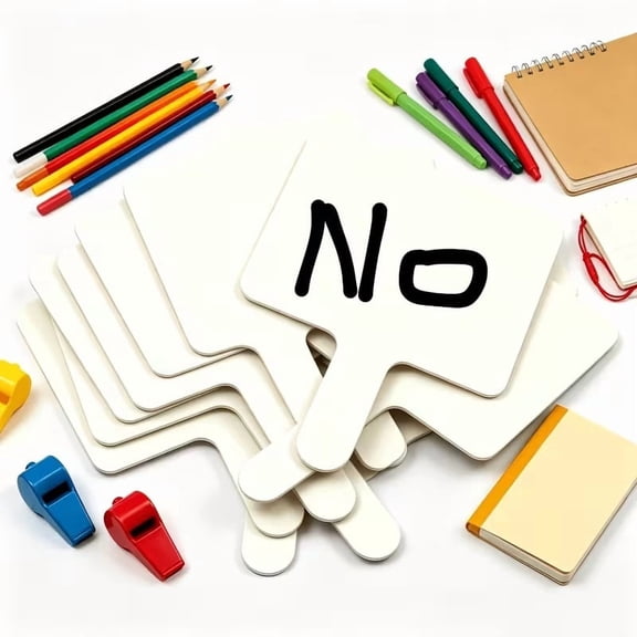 Double Sided Reusable Dry Erase Paddles - Blank Handheld Whiteboard Signs for Interactive Q&A, Classroom Voting, Team Games, and Events (3, 6, or 9 Pack)