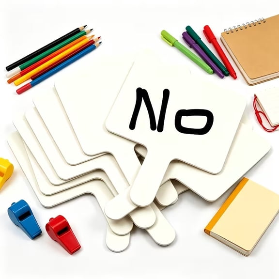 Double Sided Reusable Handheld Paddles - Blank Dry Erase Signs for Interactive Q&A, Voting & Party Events - 3/6/9 Pack