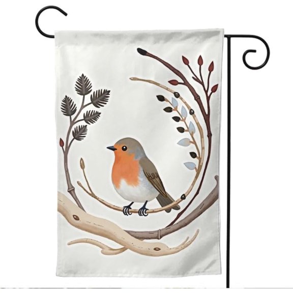 Double Sided Robin Bird Garden Flag 12x18 Inch Seasonal Outdoor Yard Flag Botanical Illustration