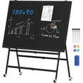 thumbnail image 1 of Double-Sided Rolling Chalkboard, Magnetic Mobile Black Dry Erase Board with Stand 60"x36", A-Frame Foldable Stand Blackboard, Adjustable Height/Width Black Standing Whiteboard on Wheels, 1 of 7