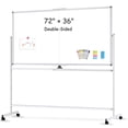 thumbnail image 1 of QUEENLINK Double-Sided Rolling Whiteboard, 360 Degree Reversible 72"x36" Large Magnetic Mobile White Board with Stands Portable Big Whiteboard Dry Erase on Wheels for Home, Office, School, 1 of 10