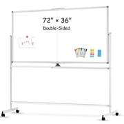 QUEENLINK Double-Sided Rolling Whiteboard, 360 Degree Reversible 72x36 Large Magnetic Mobile White Board with Stands Portable Big Whiteboard Dry Erase on Wheels for Home, Office, School