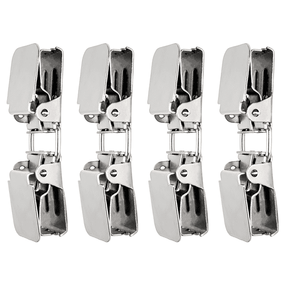 Double Sided Rug Clips 4pcs per Pack Size 2.5" x 1" (Stainless Steel, Chrome) for Hanging Quilts by Wise Linkers