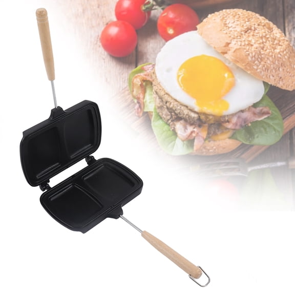 Double Sided Sandwich Baking Pan Set Double Sided Frying Pan with Removable Handle Non Stick Pans Aluminum Flip Grilled Cheese Pan Breakfast Sandwich Maker with Brush and Dishcloth for Panini Pancake