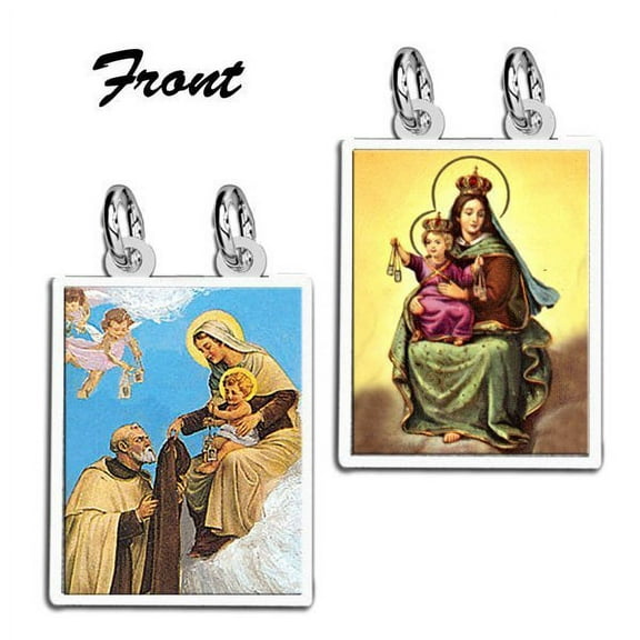 Double Sided Scapular Religious Medals Set - 3/4 Inch X 1 Inch in Sterling Silver