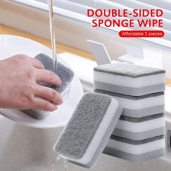 Double-Sided Scouring Pad, 4.2 x 2.6 x 1.4 in, Effortlessly Removes Grease and Grime, For Cleaning Dishes and Kitchenware