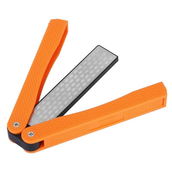 Double Sided Sharpener, Handheld Fine Coarse Diafold Blades Sharpening Stone 400/600 Grit Orange