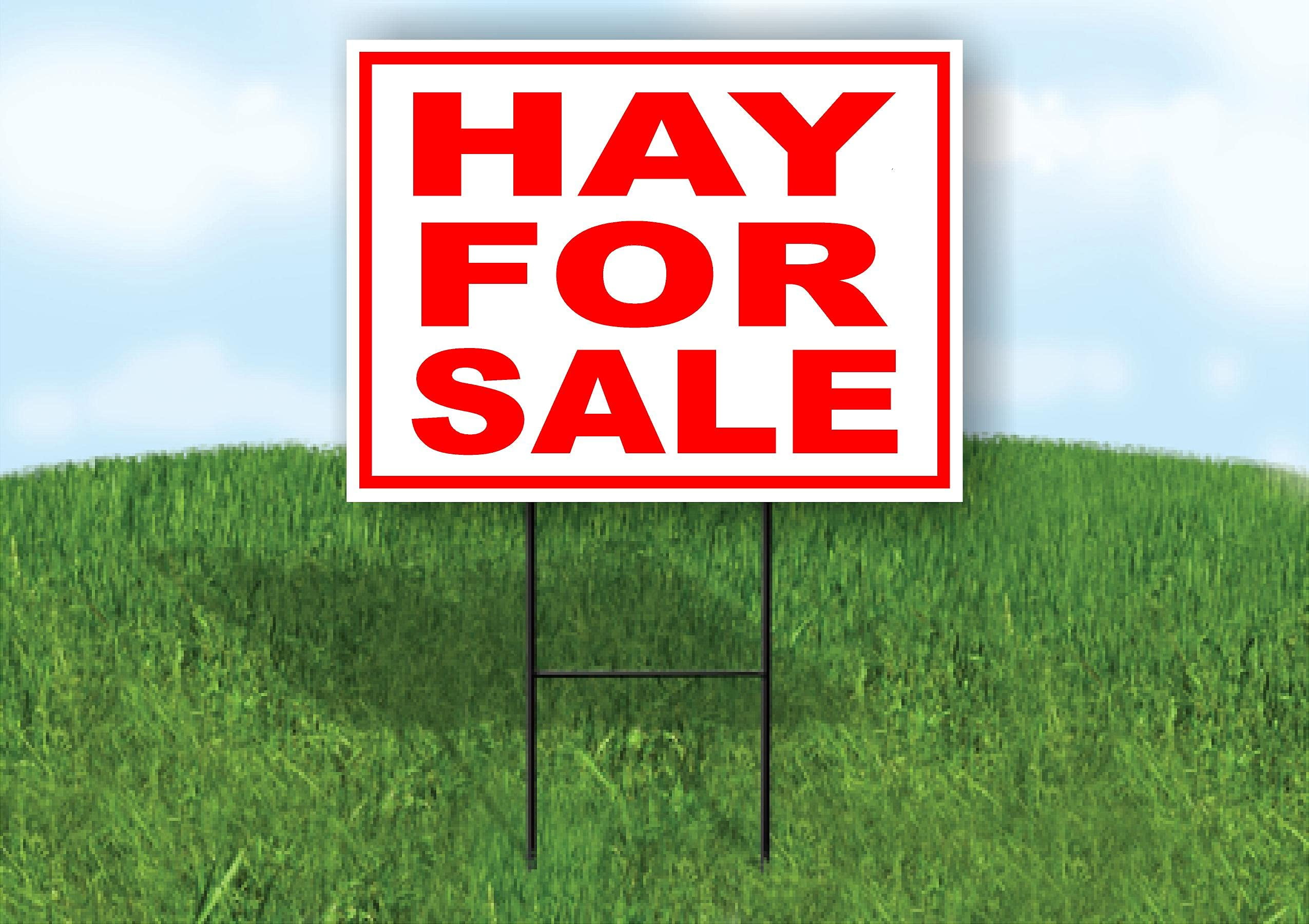 Double Sided Sign HAY for Sale RED White Yard Sign Road Sign with Stand