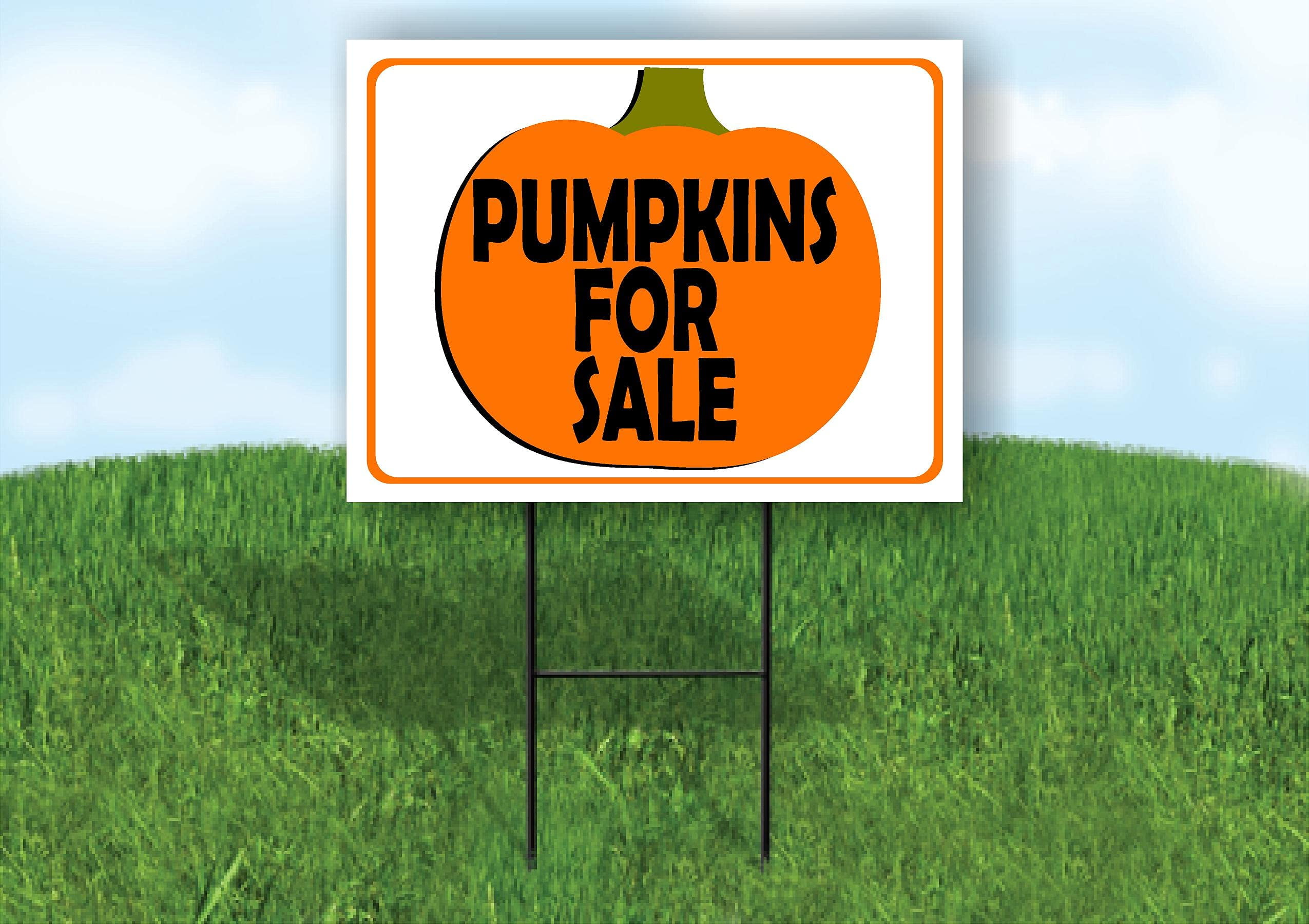 Double Sided Sign PUMPKINS FOR SALE ORANGE BORDER Yard Sign ROAD SIGN with Stand
