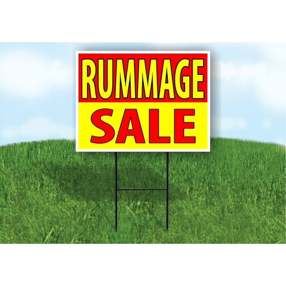 Double Sided Sign RUMMAGE SALE MODEL SALE RED YELLOW Yard Sign ROAD SIGN with Stand