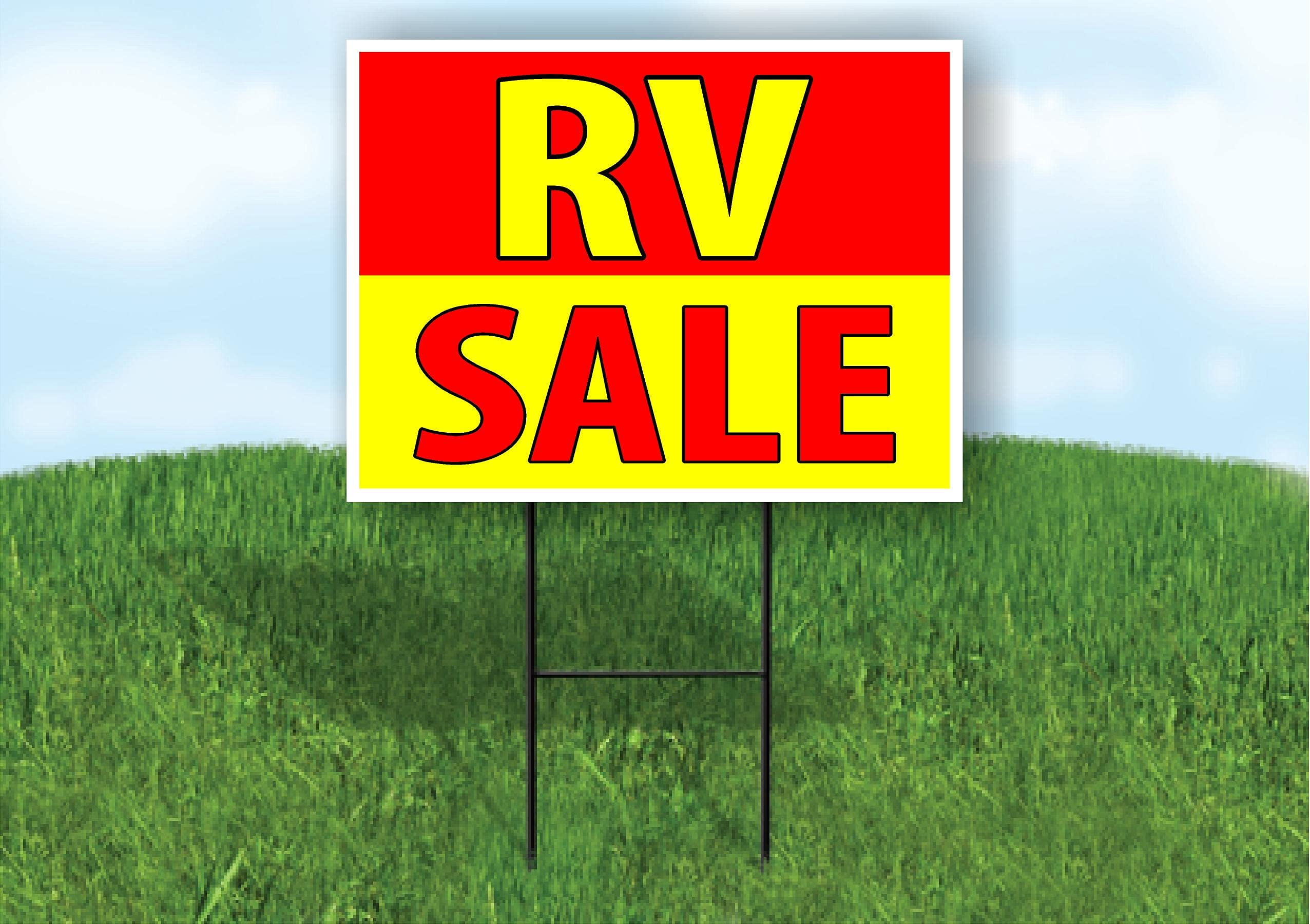 Double Sided Sign RV SALE RED YELLOW Yard Sign ROAD SIGN with Stand