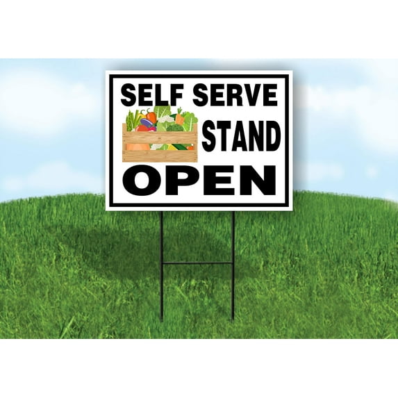 Double Sided Sign SELF SERVE STAND OPEN VEGETABLES Yard Sign ROAD SIGN with Stand