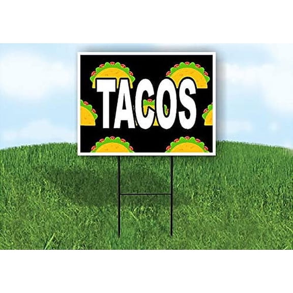 Double Sided Sign TACO WITH TACO BACKGROUND Yard Sign ROAD SIGN with Stand