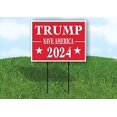 thumbnail image 1 of Double Sided Sign TRUMP 2024 RED SAVE AMERICA Yard Sign ROAD SIGN with Stand, 1 of 1