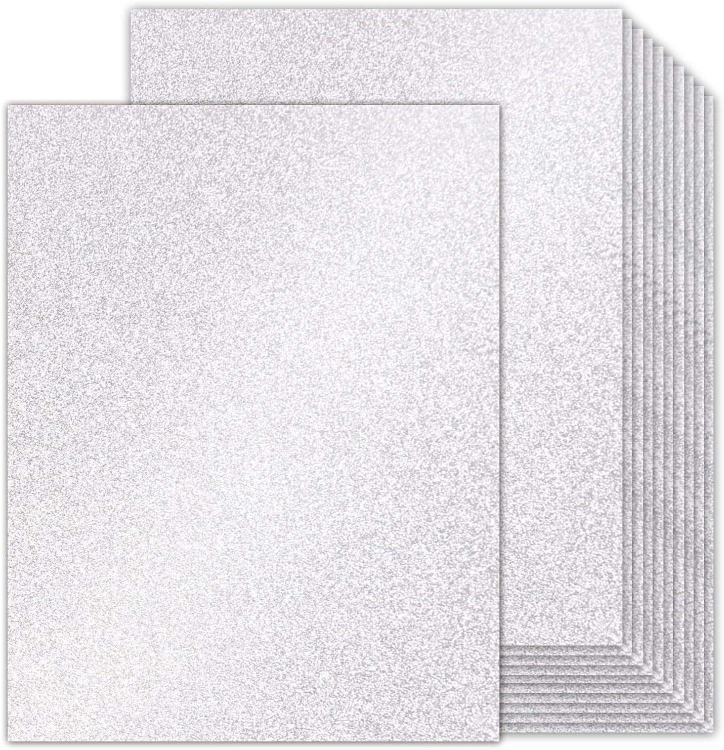 Double-Sided Silver Glitter Cardstock 8.5x11 24 Sheets, 100lb No-Shed