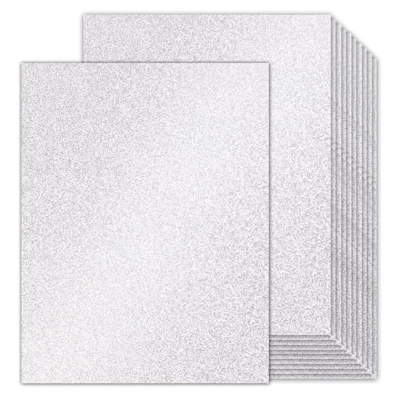Double-Sided Silver Glitter Cardstock 8.5x11 24 Sheets, Goefun 100lb No-Shed Shimmer Glitter Paper for Scrapbook, Birthday, Wedding Party, Decorations (Not Suitable for Printing)