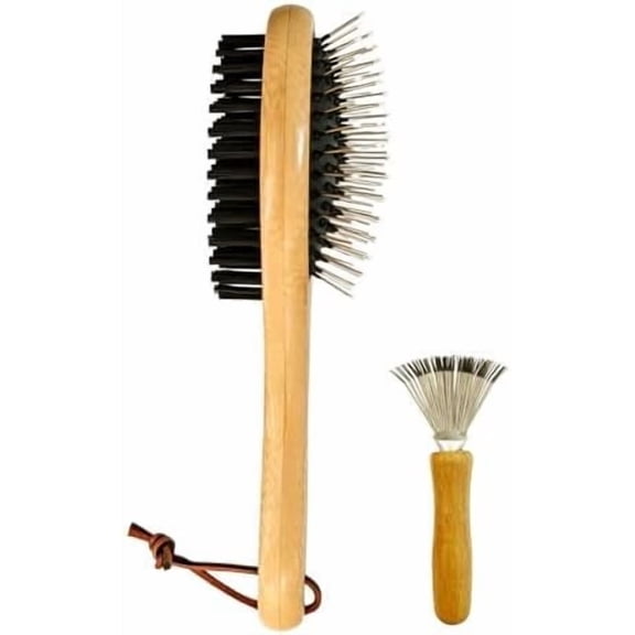 Double Sided Slicker Brush with Handle for Dogs and Cats, Comb for Shedding, Tangles, and Undercoat