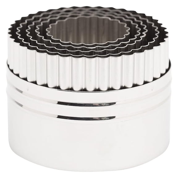 Double Sided Small Round Cutters in Graduated Sizes, Fluted & Plain Edges, Stainless Steel, 5 Pc Set