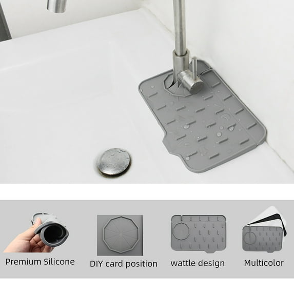 Double-Sided Splash Guard Mat for Kitchen Sink and Bathroom Faucet, Splashproof Water Blocking Pad, Absorbent Sink Protector