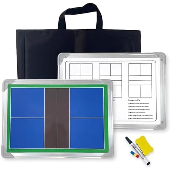 Double-Sided Sports Coaching Whiteboard, Pickleball Coaching Board, Dry Erase Board, Magnetic Pickleball Lineup Board, Equipped with Storage Bag, Magnetic Chess Pieces, Pen & Eraser