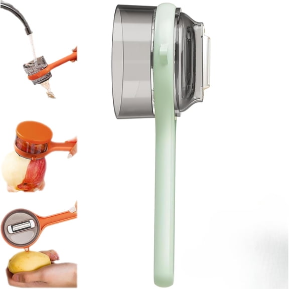 Double-Sided Stainless Steel Blade Peeling Knife with Storage Box, Peeling Knife with Storage Box, Fruit and Vegetable Peeler with Container Green1PCS