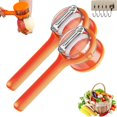 thumbnail image 1 of Double-Sided Stainless Steel Blade Peeling Knife with Storage Boxs, 2025 New Multifunctional Fruit and Vegetable Peeler with Container, Easy to Clean Peelers for Kitchen(Orange-2Pcs), 1 of 9